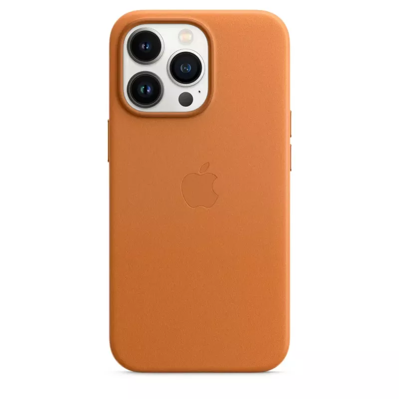 Kožené MagSafe puzdro pre iPhone 13 Pro od Apple – hnedá/zlatá, pre 6,1 palca