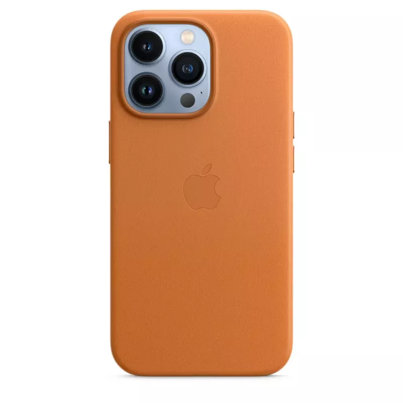 Kožené MagSafe puzdro pre iPhone 13 Pro od Apple – hnedá/zlatá, pre 6,1 palca