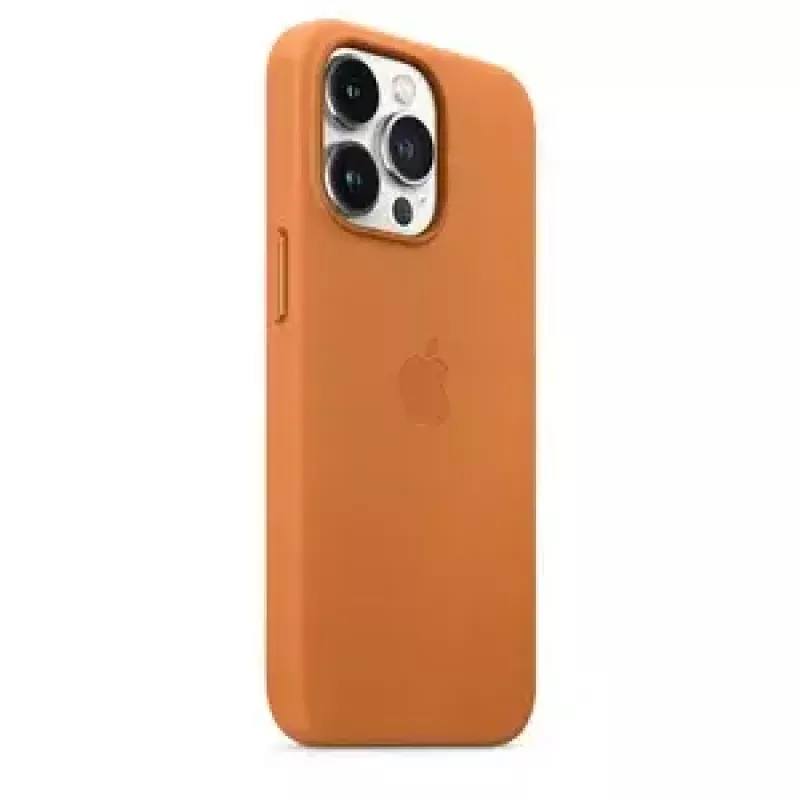 Kožené MagSafe puzdro pre iPhone 13 Pro od Apple – hnedá/zlatá, pre 6,1 palca