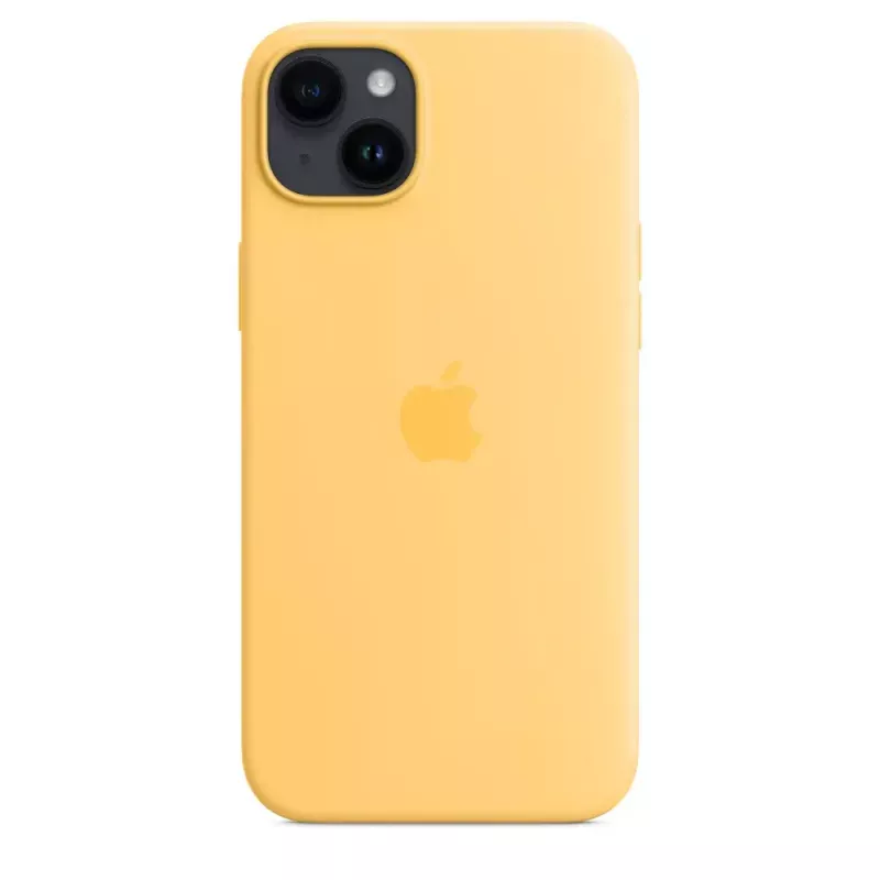 Silikónové puzdro Apple iPhone 14 Plus MagSafe Sunglow žltá