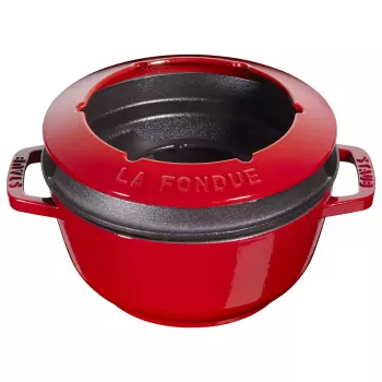 Sada na fondue Staub 18 cm Cherry, okrúhla 0,25 l, 187×100 mm, 4,6 kg
