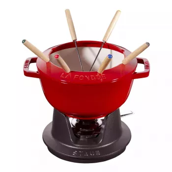 Sada na fondue Staub 18 cm Cherry, okrúhla 0,25 l, 187×100 mm, 4,6 kg