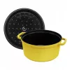 Okrúhly liatinový pekáč La Cocotte 26 cm, Staub, citrónovo žltá – smaltovaný pekáč, vhodný do rúry