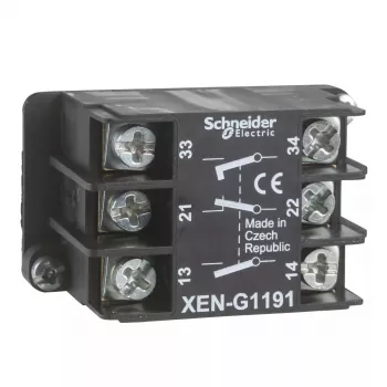 Pomocný kontakt Schneider Electric XENG1191, čierny, modul pomocného kontaktu