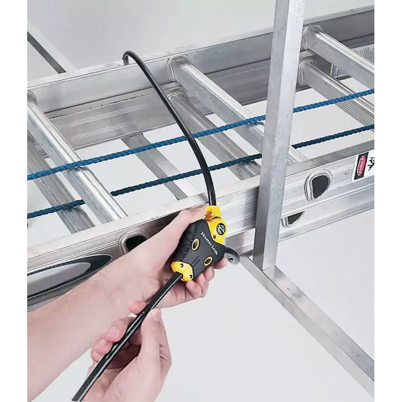 Nastaviteľné bezpečnostné lanko Python MASTER LOCK 1,8 m x 10 mm čierna žltá