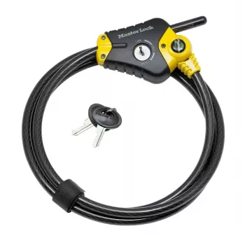 Nastaviteľné bezpečnostné lanko Python MASTER LOCK 1,8 m x 10 mm čierna žltá
