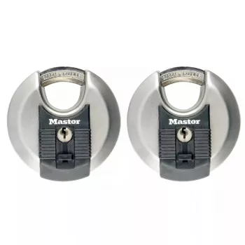 Visací zámok Discus MASTER LOCK 70 mm nerezový rovnaký kľúč balenie 2 ks