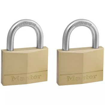 Visací zámok MASTERLOCK 50 mm masívne mosadzné telo, balenie 2 ks, valcový strmeň