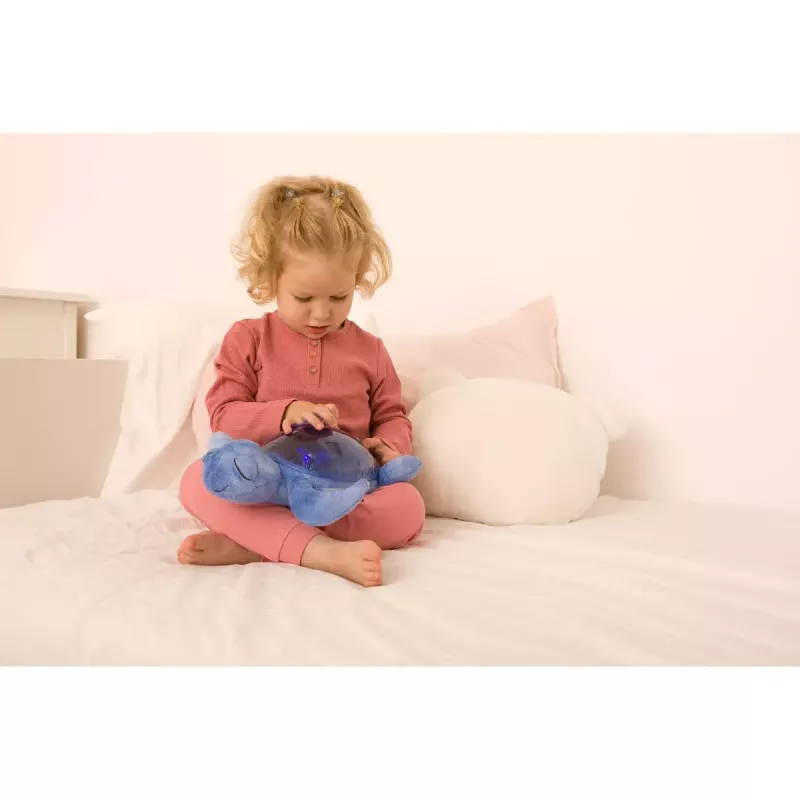 Samostatne stojaca nočná lampa Cloud B Tranquil Turtle modrá automatické vypnutie
