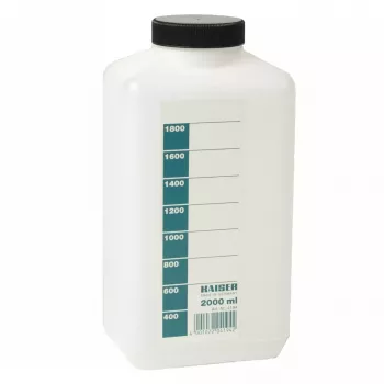 Fľaša na uchovávanie chemikálií pre temnú komoru Kaiser Fototechnik 4194 — 2000 ml biela polyetylén