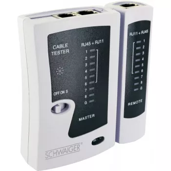 Tester sieťových káblov Schwaiger NWM1 531 RJ-11 RJ-45 čierny biely