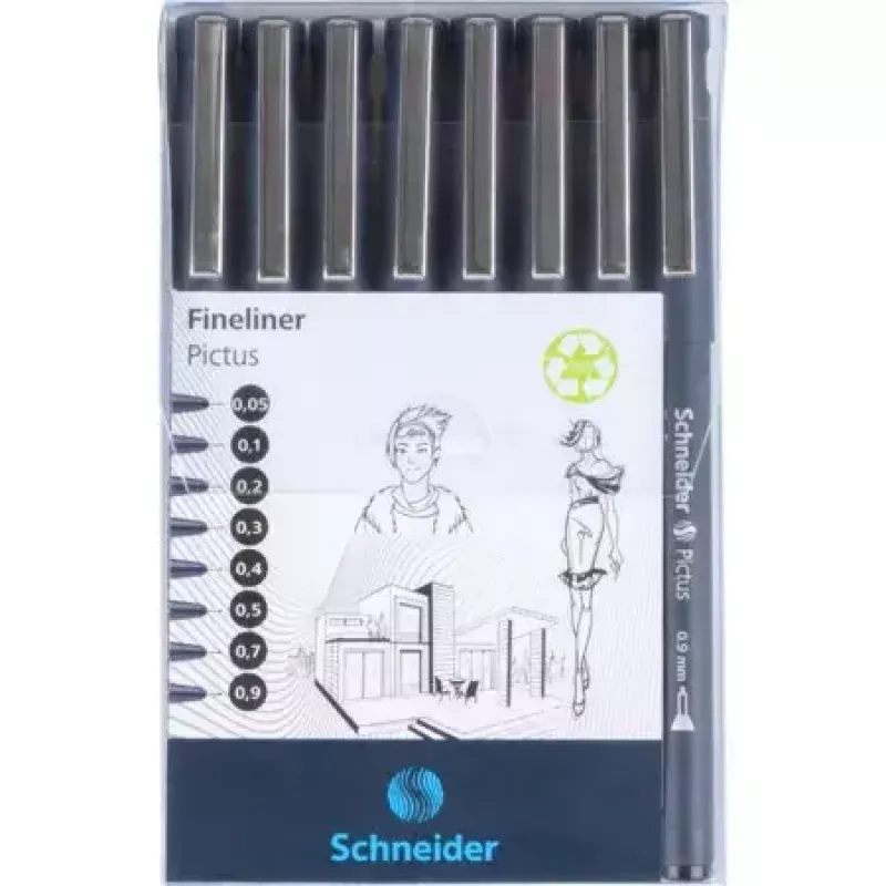 Tenká fixka Schneider Schreibgeräte Pictus čierna 8 kusov