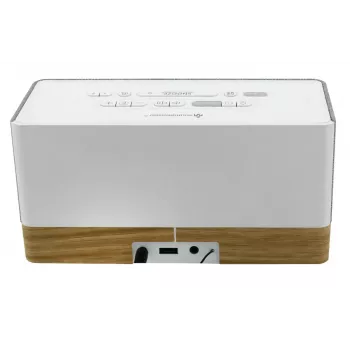 Rádiobudík Soundmaster UR630WE – FM/PLL/UKV, 6 W RMS, sivá/biela, napájanie zo siete a AAA batérií