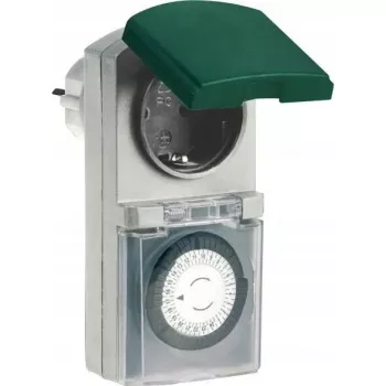 Mechanický časovač REV model 0025700409 vonkajší čierny, analógový ciferník pre obvody