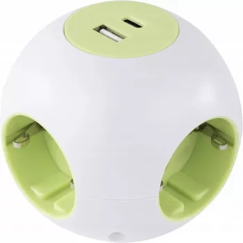 Kocka zásuviek REV PowerGlobe 4-násobná s USB portami, biela, 1,4 m kábel