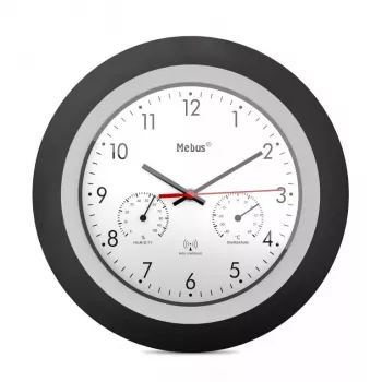 Digitálne hodiny Mebus 19449 okrúhle čierna biela batéria AA 30 cm
