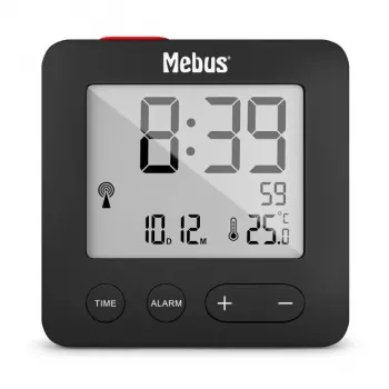 Digitálny budík Mebus 25801 čierna guľa batéria AAA