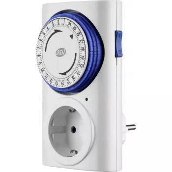 Analógový časovač REV 0025400103 WS – mechanický nástenný časovač, biely