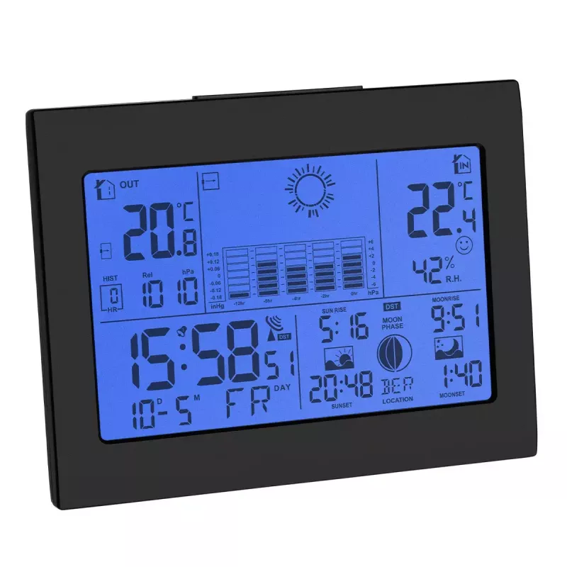 Vnútorný/vonkajší teplomer hygrometer TFA-Dostmann Horizon čierny