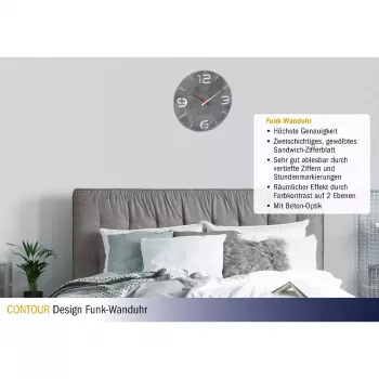 Nástenné hodiny TFA-Dostmann CONTOUR okrúhle sivé biele 35 cm