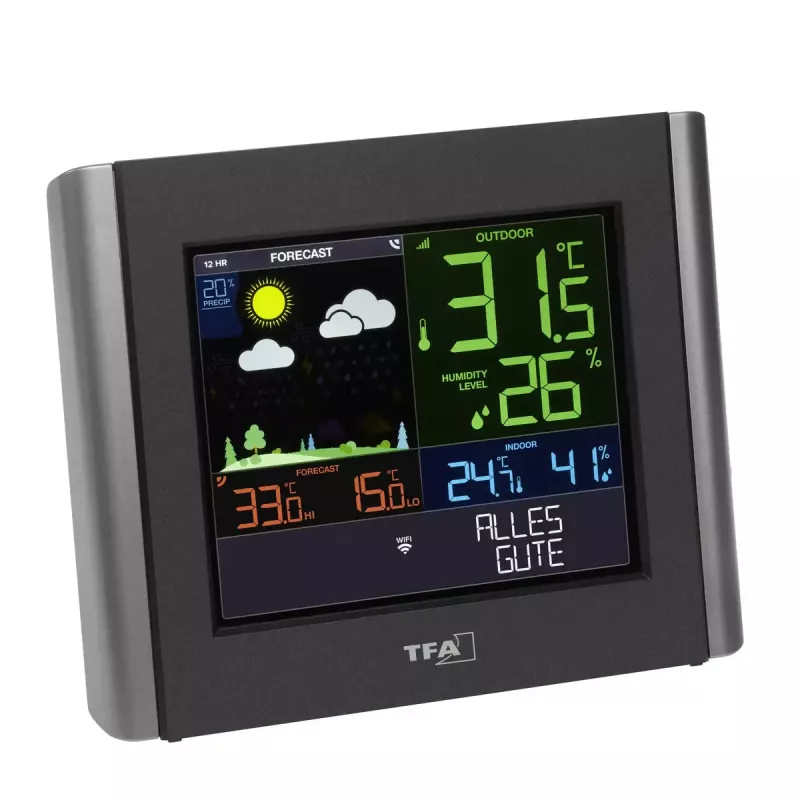 TFA-Dostmann VIEW METEO čierny na batérie Wi-Fi vlhkosť vzduchu 10-99%