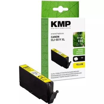 Atramentová náplň KMP náhrada za Canon CLI-551 Y XL – žltá, vysoká výťažnosť