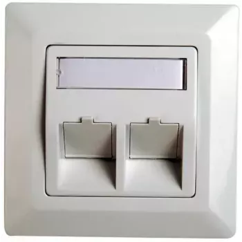 RJ45 adaptérový rámik Cat.5e Telegärtner H02010A0040 45° dvojitý 80x80 mm alpská biely