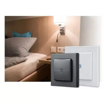 Nástenný rádiový tlačidlový spínač eQ-3 Homematic IP HmIP-WRC2-2 — RF, batéria (AAA), 86×86×19 mm, biela