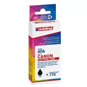 Atramentová kazeta Edding EDD-456 kompatibilná s Canon, čierna, 22 ml, 770 strán, jednotlivé balenie