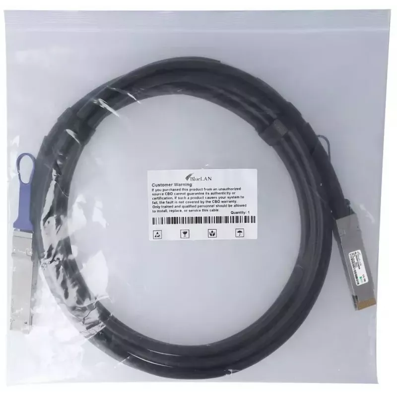 BlueOptics QDD-400-CU2M-BL InfiniBand sklenené vlákno kábel 2 m QSFP-DD čierny