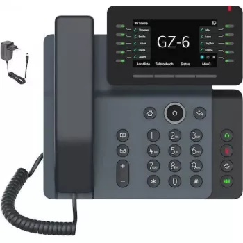 IP telefón GEQUDIO GZ-6 WLAN Bluetooth — VoIP prístroj s Wi‑Fi a Bluetooth konektivitou
