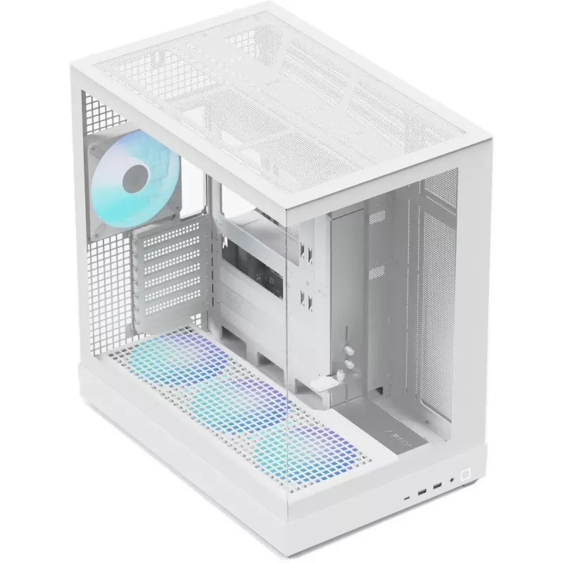 Skriňa na PC Tower APNX V2-F-WT-v1, biela, s tromi tempered-glass panelmi