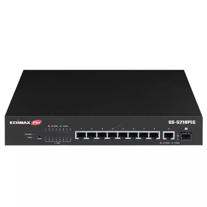 Managed switch Edimax GS-5210PLG 8 portov Gigabit Ethernet PoE čierny