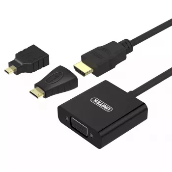 Unitek Y-6355 Micro/Mini HDMI na VGA + Audio 3-in-1 adaptér, čierny