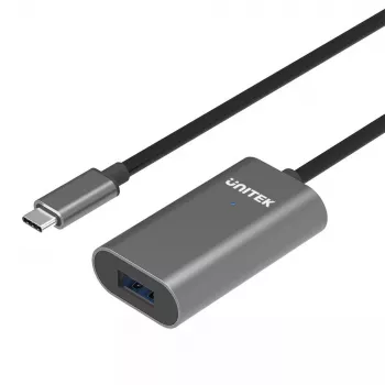 USB kábel UNITEK U304A USB 3.2 Gen 1 5m USB-C na USB-A sivý