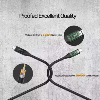 USB4 Gen 2x2 USB-C kábel Unitek C14100BK-0.8M — 0,8 m, USB-C na USB-C, 40 Gbit/s, čierny