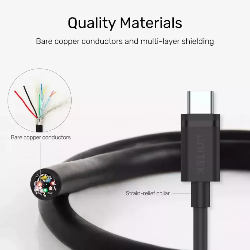 UNITEK USB kábel C14103BK-1.5M USB 3.2 Gen 1 USB A USB C čierny 1,5m