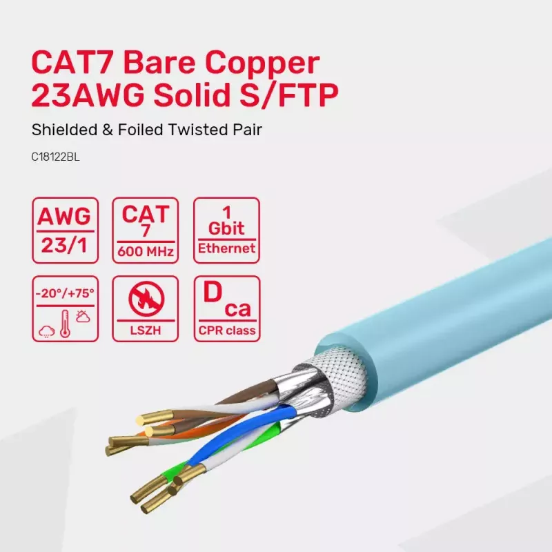 Sieťový kábel UNITEK C18122BL RJ45 Cat7 305m modrý
