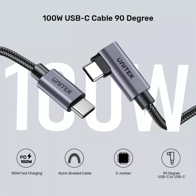 USB kábel UNITEK C14123BK-3M USB 2.0 USB C 3m čierny sivý