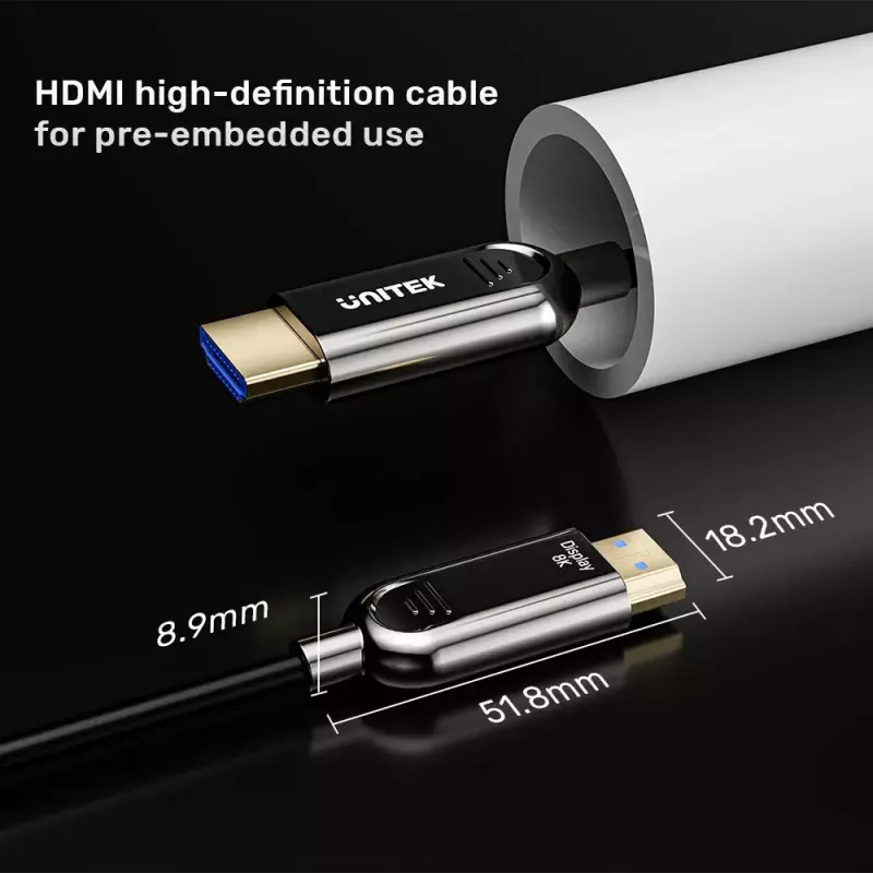 HDMI kábel UNITEK C11085GY01-80M 80 m 2.1 48 Gbit/s čierny