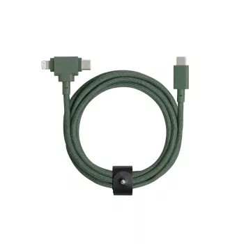 USB-C na USB-C / Lightning kábel Native Union Belt kábel Duo, 1,5 m, zelený