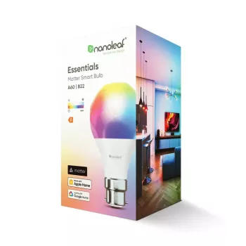 Inteligentná LED žiarovka Nanoleaf Essentials A60 B22 Matter 9W 806 lm RGBCW 2700–6500K