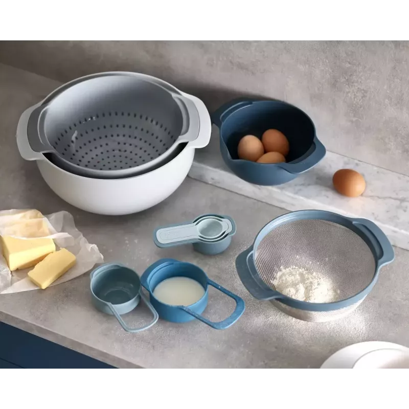 Sada Joseph Joseph Nest stohovateľná modrá sivá 4,5 L misa 1,65 L sitko