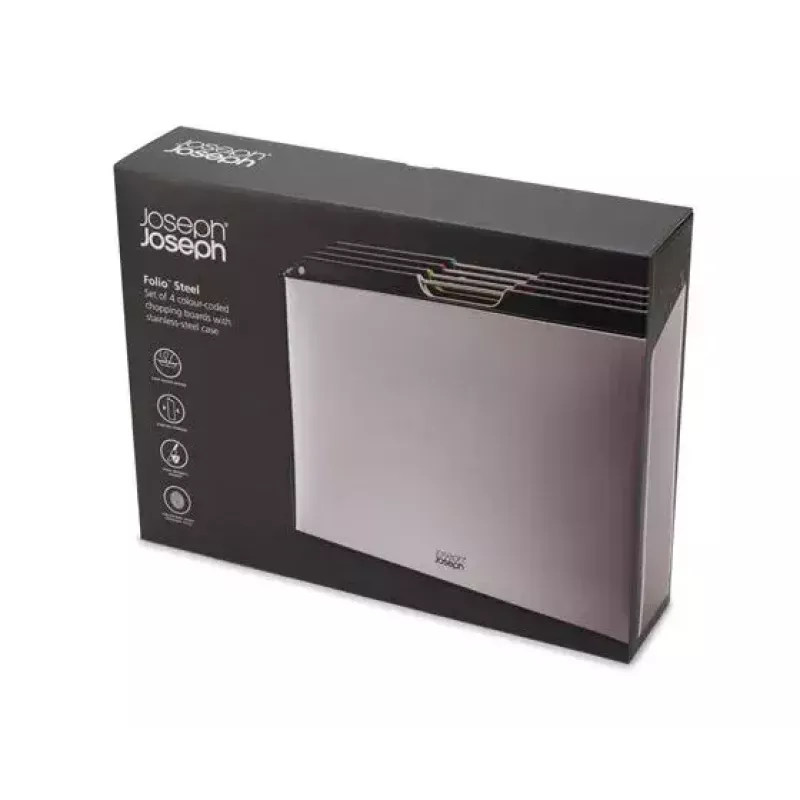Joseph Joseph Folio Steel 4-dielna sada krájacích dosiek s oceľovým puzdrom, 60170