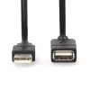 Nedis CCGL60010BK20 Predlžovací kábel USB 2.0, A samec na A samica, 2 m, čierny