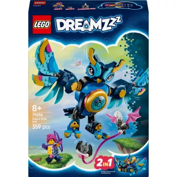 LEGO DreamZzz sada 71494 – Zoeina časová sova so zostaviteľnou sovou a minifigúrkou Zoey