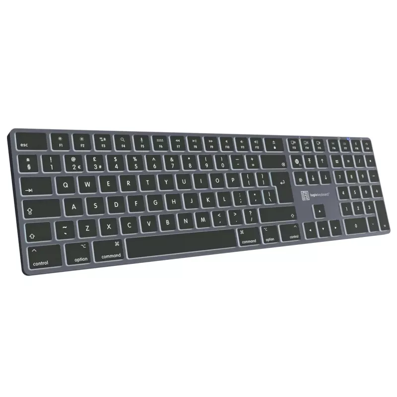 Klávesnica LogicKeyboard SKB-TM-UK Full-Size USB + Bluetooth, QWERTY UK English, Titanium