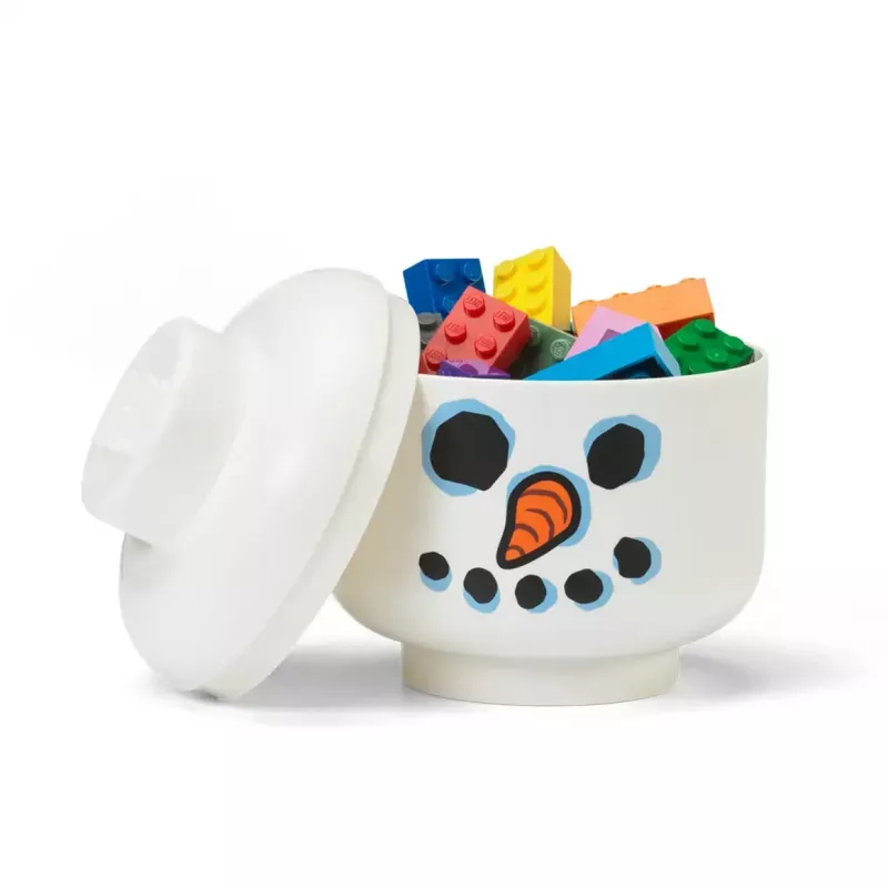 Storage Head Snowman mini od Room Copenhagen – organizér na hračky a kocky kompatibilný s LEGO, biely