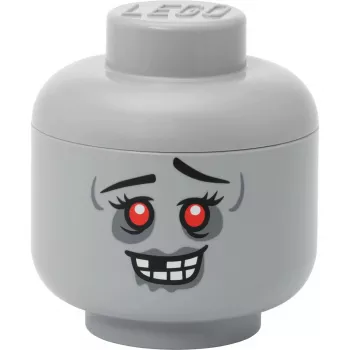 Room Copenhagen LEGO úložná hlava „Zombie“ malá sivá – úložná nádoba na hračky