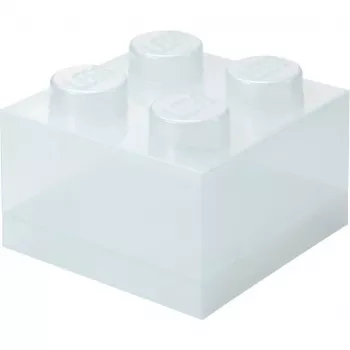Storage Brick 4 Top Lid Glitter (transparentná) od room copenhagen — úložná krabica kompatibilná s LEGO, 4 výstupky, transparentná trblietavá